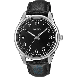 ساعت مچی مردانه کاسیو Casio MTP-V005L-1B4 – بند چرم، صفحه مشکی، کلاسیک روزمره