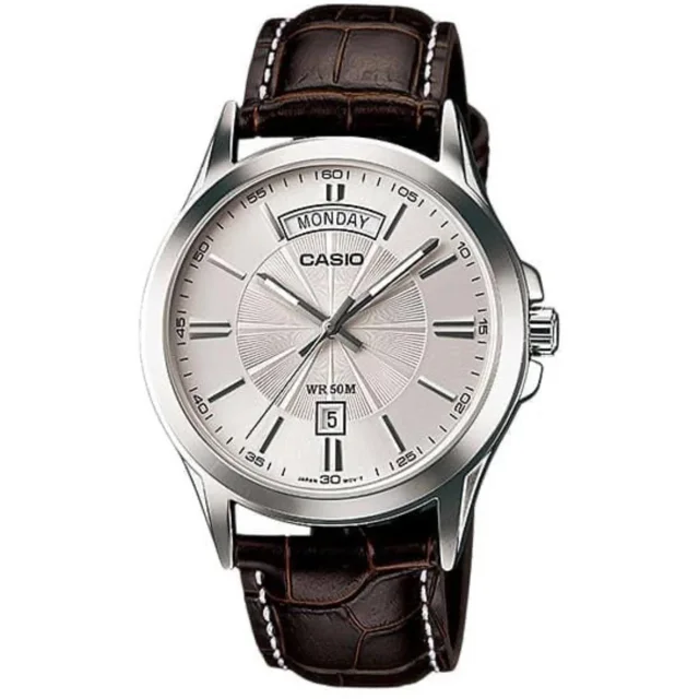 ساعت مچی مردانه Casio مدل MTP-1381L-7AVDF | بند چرم قهوه ای با صفحه سیلور| کلاسیک